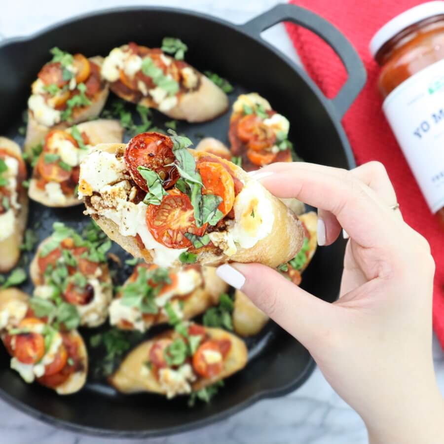 Basil Roasted Tomato Crostini